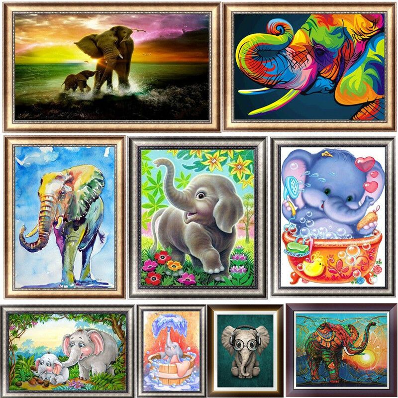 5D Full Drill Diamond Painting Elephant Embroidery Cross Craft Stitch Kits Decor