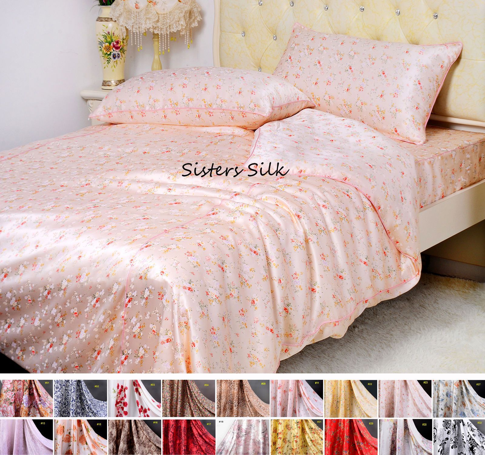 5 Pcs 16Mm Printed Silk Duvet Cover Flat Sheet Fitted 5 Pcs 16Mm Printed Silk Duvet Cover Flat Sheet Fitted