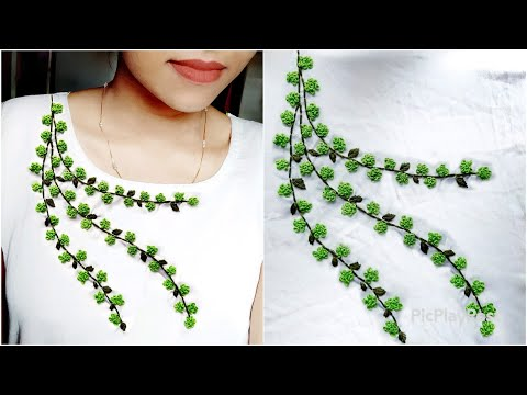 തുടക്കക്കാർക്ക് എളുപ്പത്തില് ചെയ്യാവുന്ന Design|Hand Embroidery neck design|passion in fashion|