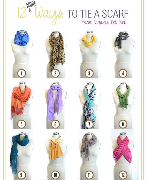 truebluemeandyou: DIY Twelve More Ways to Tie a Scarf here from scarves.net here. For more ideas on DIYing scarves, scarf storage and altering scarves go here: http://truebluemeandyou.tumblr.com/tagged/scarf Winter is coming! Ways To Wear A Scarf, How To Wear Scarves, Tie Scarves, Wearing Scarves, Folding Scarves, Scarf Knots, Scarf Tying, Diy Scarf, Tying Ties