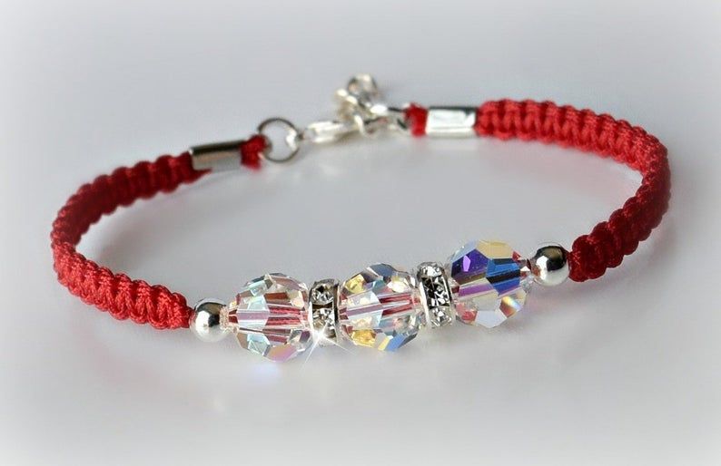 Cristal De Swarovski Pulsera De La Amistad Anudadas Plata Etsy Cristal De Swarovski Pulseras Pulseras De Joyería
