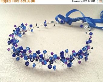Free Shipping Bridal Royal Blue Crown,Bridal Headpiece,Blue Crystal Tiara,Hair Accessories,Wedding Headband,Blue Crystals Flower girl Wreath