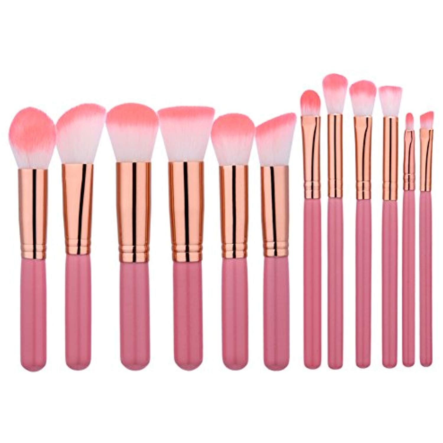 Powder Brush Set,Molie 12 Pcs Pink Make Up Brushes Blush