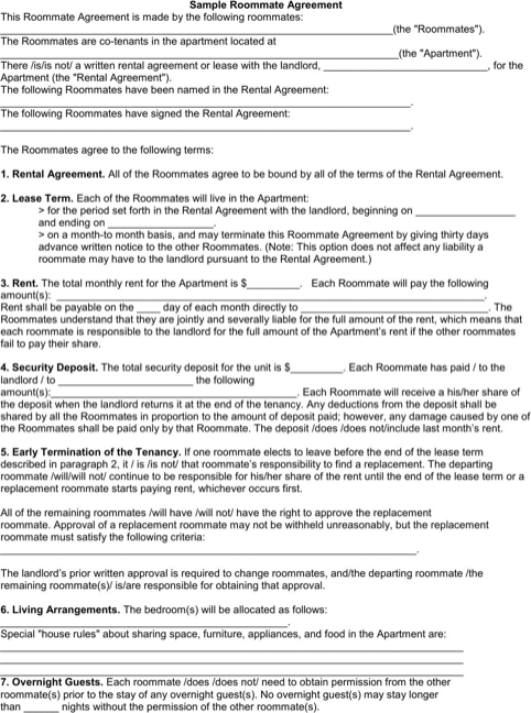 Roommate Agreement | Templates&Forms | Pinterest