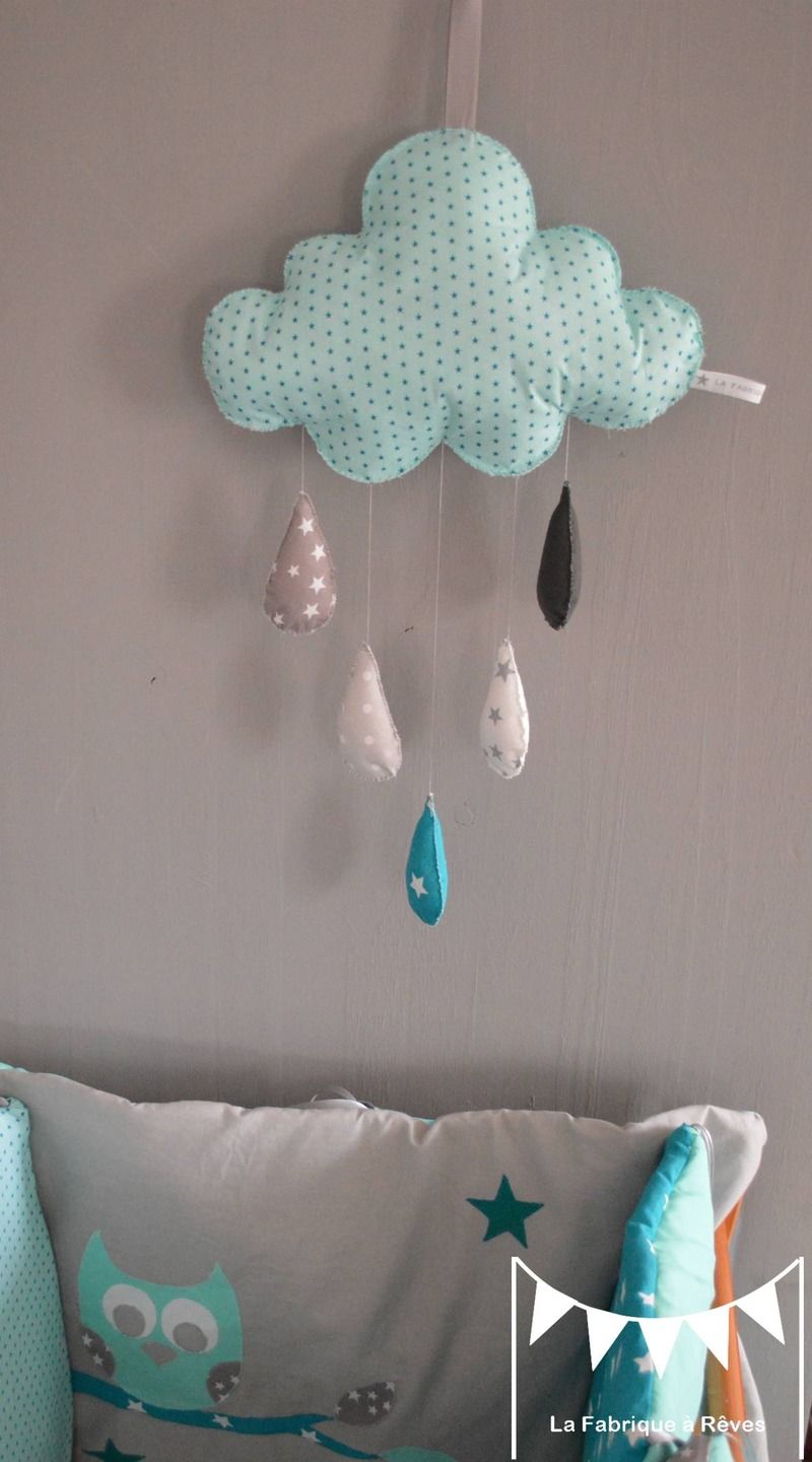 Dispo Mobile Suspension Nuages Et Ses Gouttes D Eau Turquoise