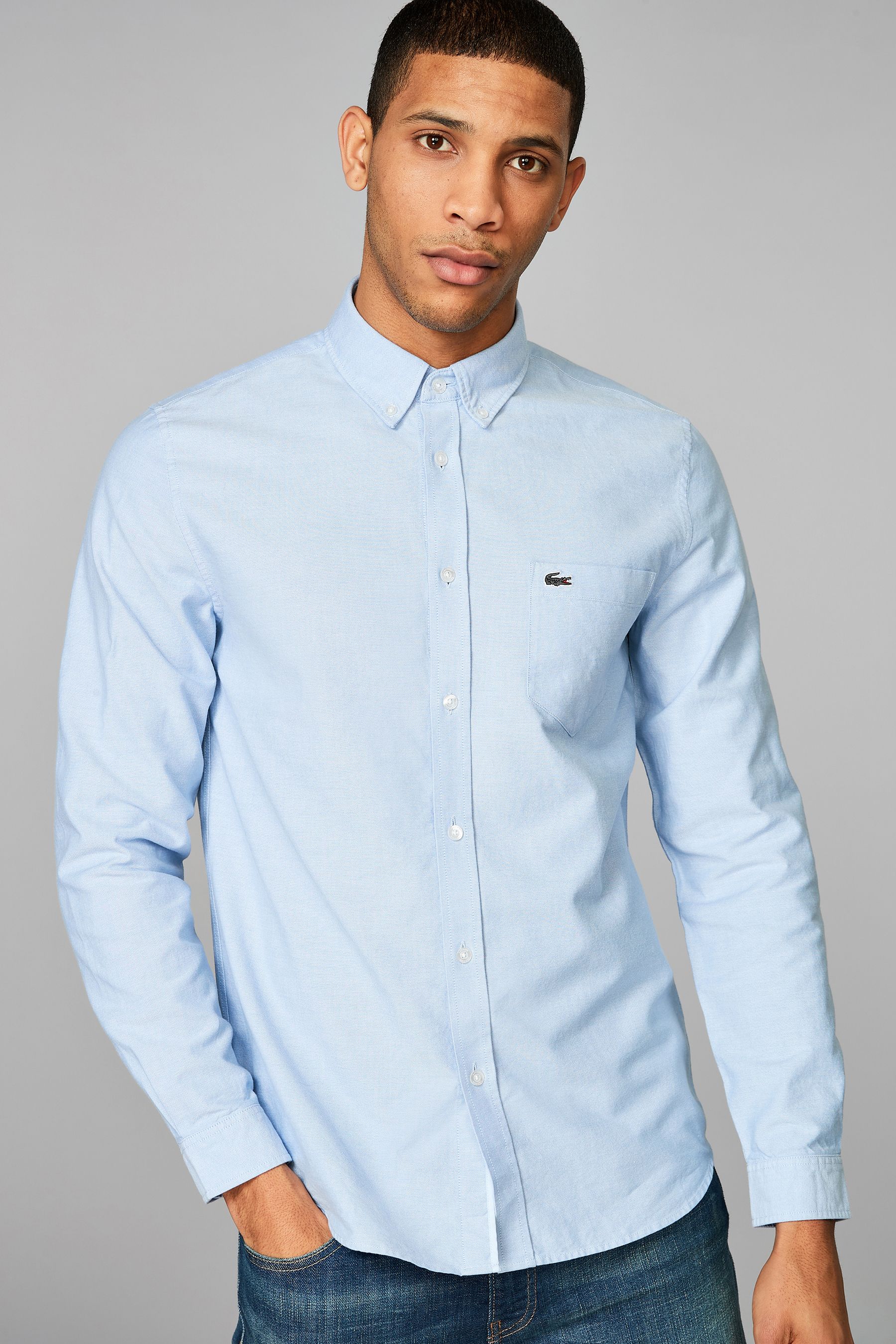 Mens Lacoste Long Sleeve Oxford Shirt Blue In 2020 Mens Lacoste Long Sleeve Oxford Shirt