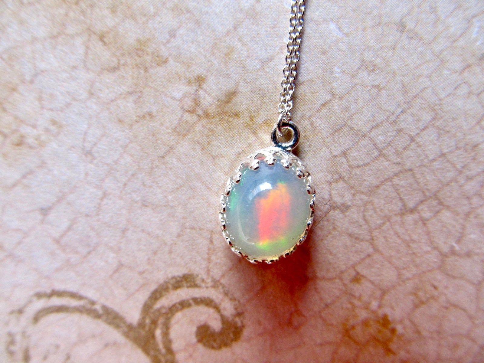 Welo Opal Necklace In Sterling Silver Genuine Real Opal | Etsy | Black