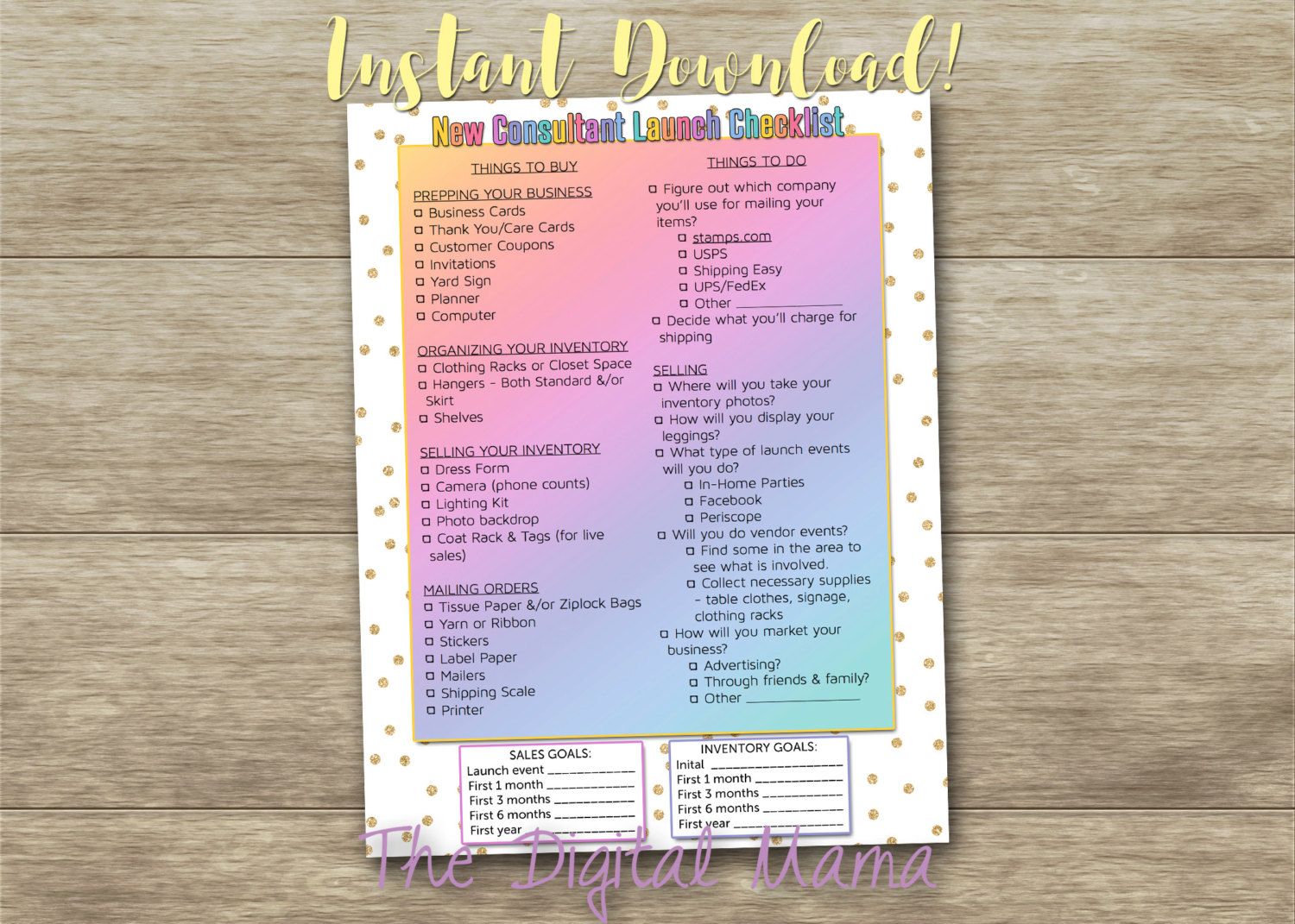 instant download new consultant launch business checklist lularoe launch party flyer