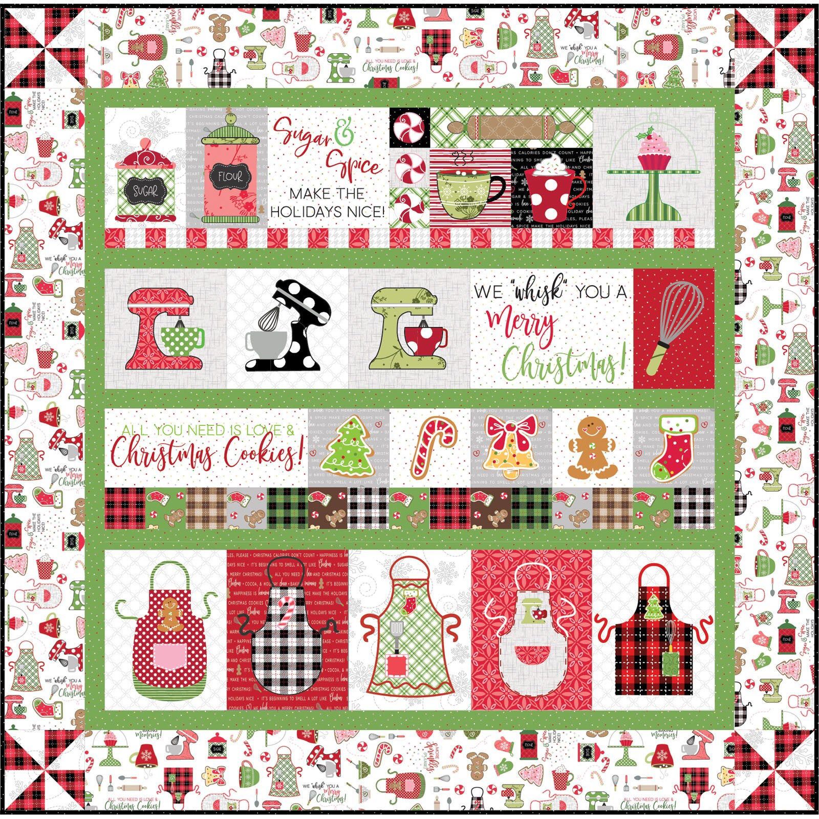 cotton fabric quilting fabric We whisk you a merry Christmas Kimberbell Designs