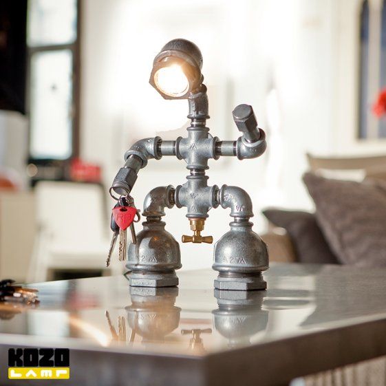 kozo lighting. kozo man upcycled iron pipe desk lamp by handmade industrial chic lighting design t