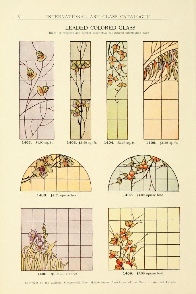 Window Art Glass of 1914 by the National Ornamental Glass Manufacturers Association of the United States and Canada Stained Glass Designs, Stained Glass Patterns, Stained Glass Art, Stained Glass Windows, Stained Glass Tattoo, Mosaic Patterns, Fleurs Art Nouveau, Motif Art Deco, Art Deco Art