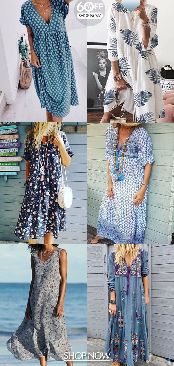 V Neck Geometric Short Sleeve Summer Dress