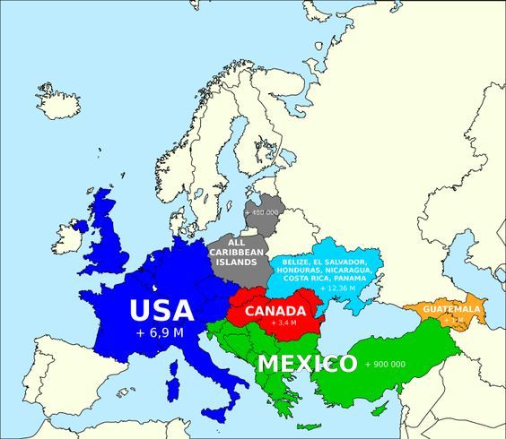 How The Population of North America Fits Into Europe - new world map by population How The Population of North America Fits Into Europe - new world map by population