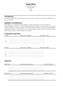 Social Worker Resume Template | Word, Excel & PDF Templates ... Social Worker Resume Template | Word, Excel & PDF Templates ...