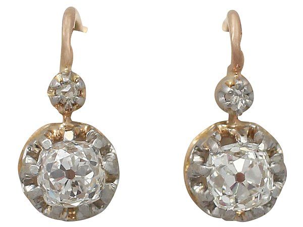 0 79 Ct Diamond And 18 Rose Gold Earrings Antique French Circa 0 79 Ct Diamond And 18 Rose Gold Earrings Antique French Circa 1880 Sku