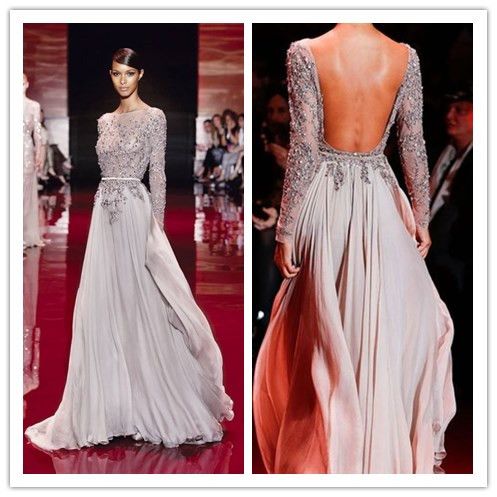 Elegant Long Sleeve High Neck Prom Dresses 2017 Zuhair Murad Evening Elegant Long Sleeve High Neck Prom Dresses 2017 Zuhair Murad Evening Open Back Vestidos De Fiesta
