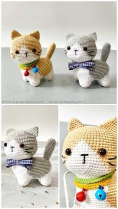 Crochet Cat Toys, Crochet Animal Amigurumi, Crochet Cat Pattern, Kawaii Crochet, Cute Crochet, Amigurumi Patterns, Knitted Cat, Amigurumi Doll, Knitted Toys