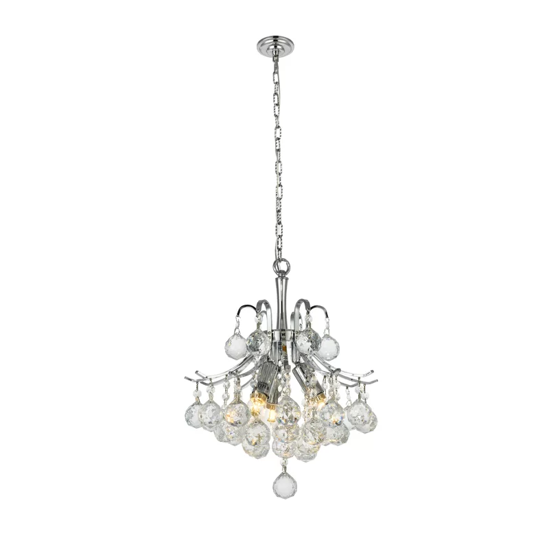 Stoller 3 Light Unique Geometric Pendant With Crystal Accents Metal Shades Crystal Pendant, Amorette 1 Light Chrome Glam Lighting Mini Pendant Chandelier With Crystals