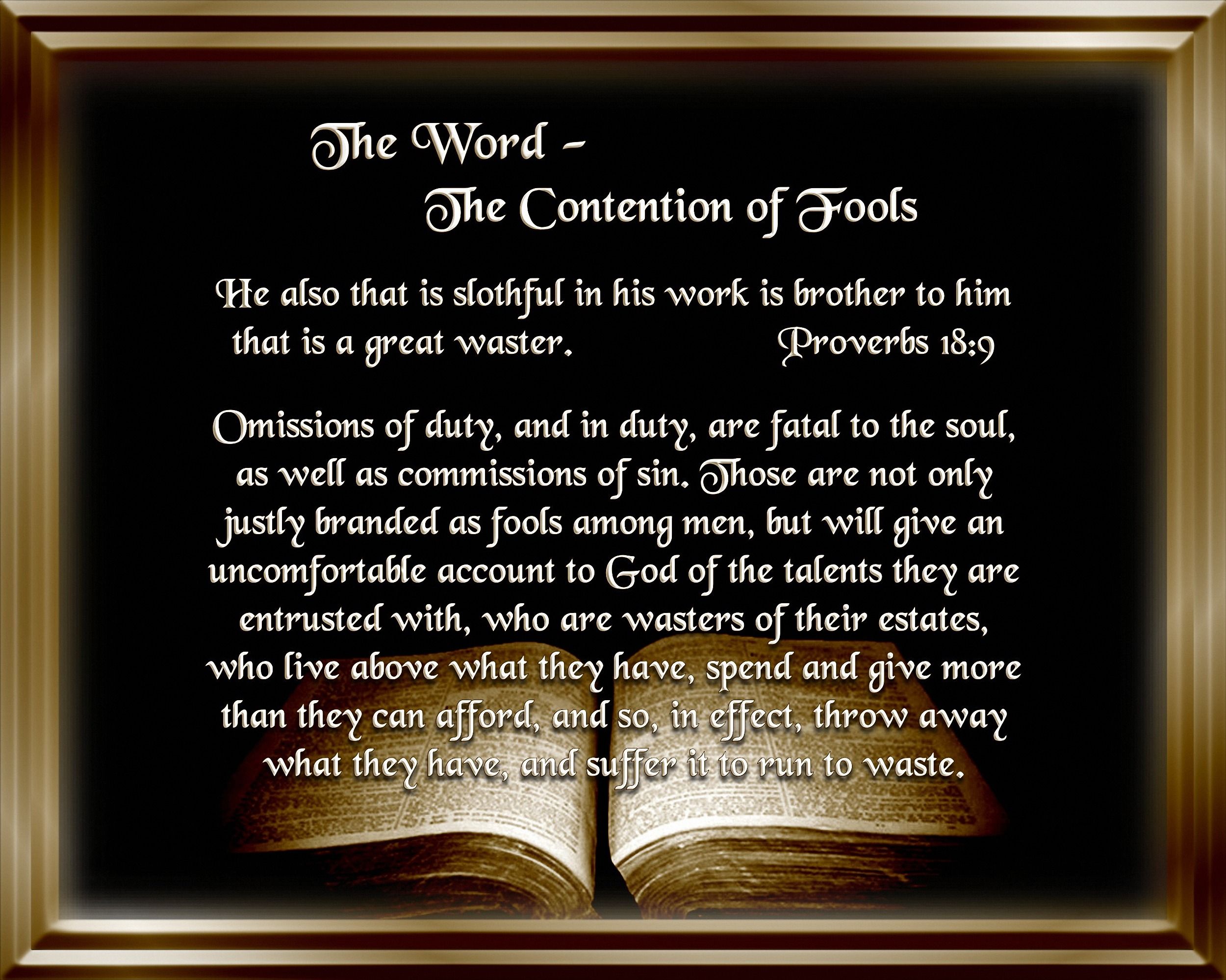 The Word The Contention of Fools Words, The fool, God