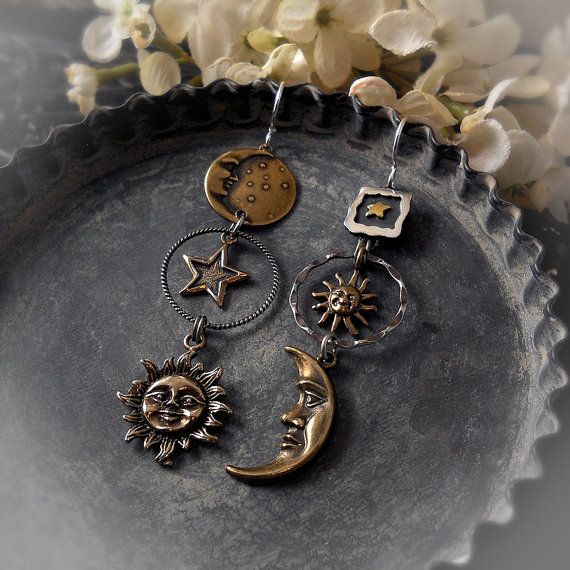 Jewelries Set Miniature,Retro Style Necklace Antique Bronze Charm Earth Necklace Bronze Planet Earrings Earth Earth Dangling Earrings