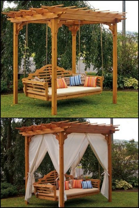 Außen Cedar Swing Bed & Pergola #cedar #pergola #swing #gartenideen
