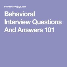 behavioral interviews questions