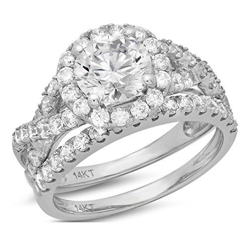 Clara Pucci 3.1 CT Round Cut Pave Set Bridal Wedding Engagement Band Ring 14k White Gold