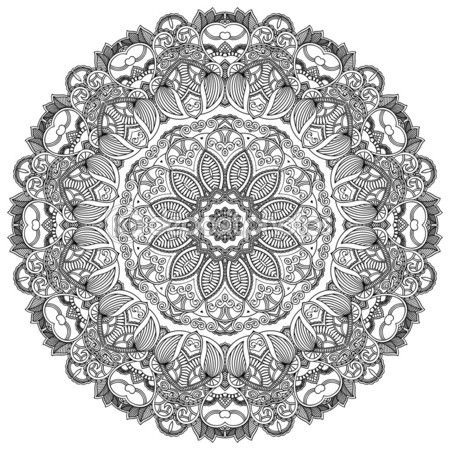 Download Black lace circle on white background. Ornamental round | Black, white google, Coloring pages ...