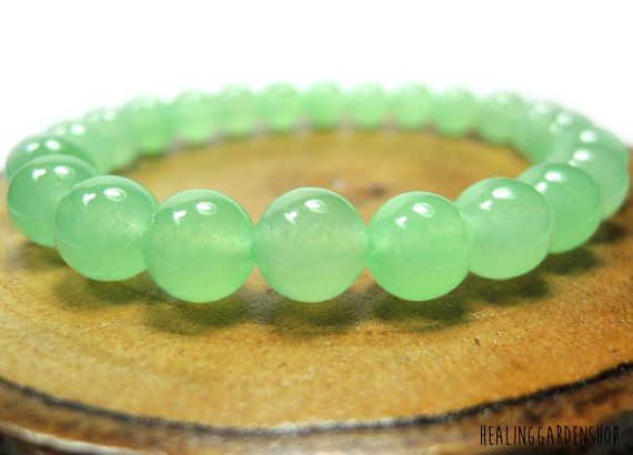 8mm Green Jade Bracelet This Healing Garden Green Jade bracelet was