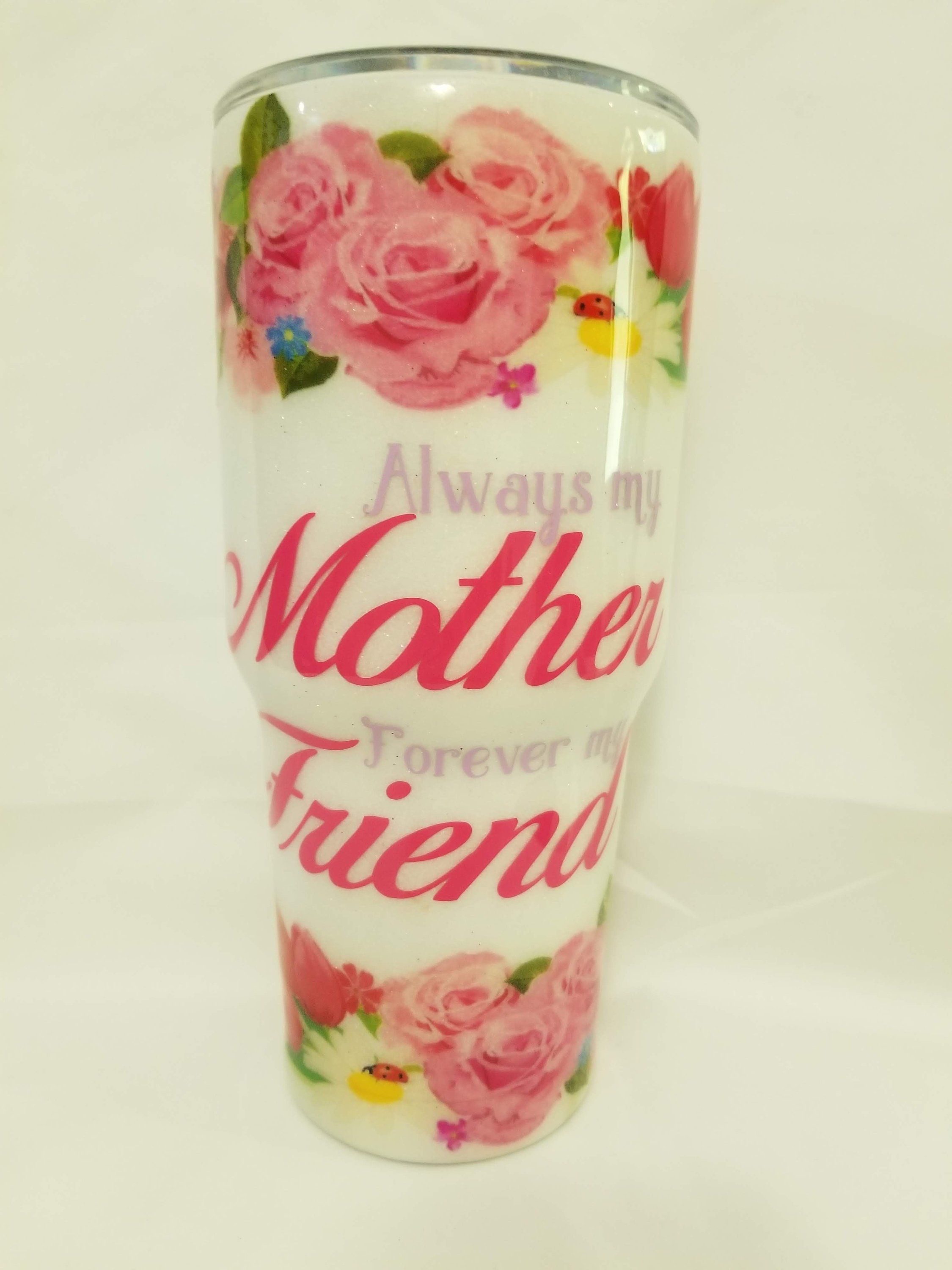 Mother/'s Day Gift from Daughter Son Best Mom Ever Vintage Flower White Stainless Steel Wine Tumbler,Mug Perfect Birthday Gift for Mom