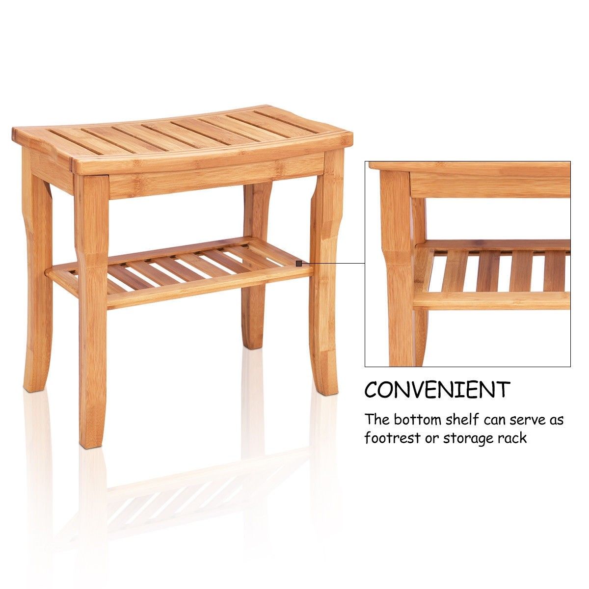Bathroom Bamboo Shower Chair Bench With Storage Shelf Bathroom Bamboo Shower Chair Bench With Storage Shelf