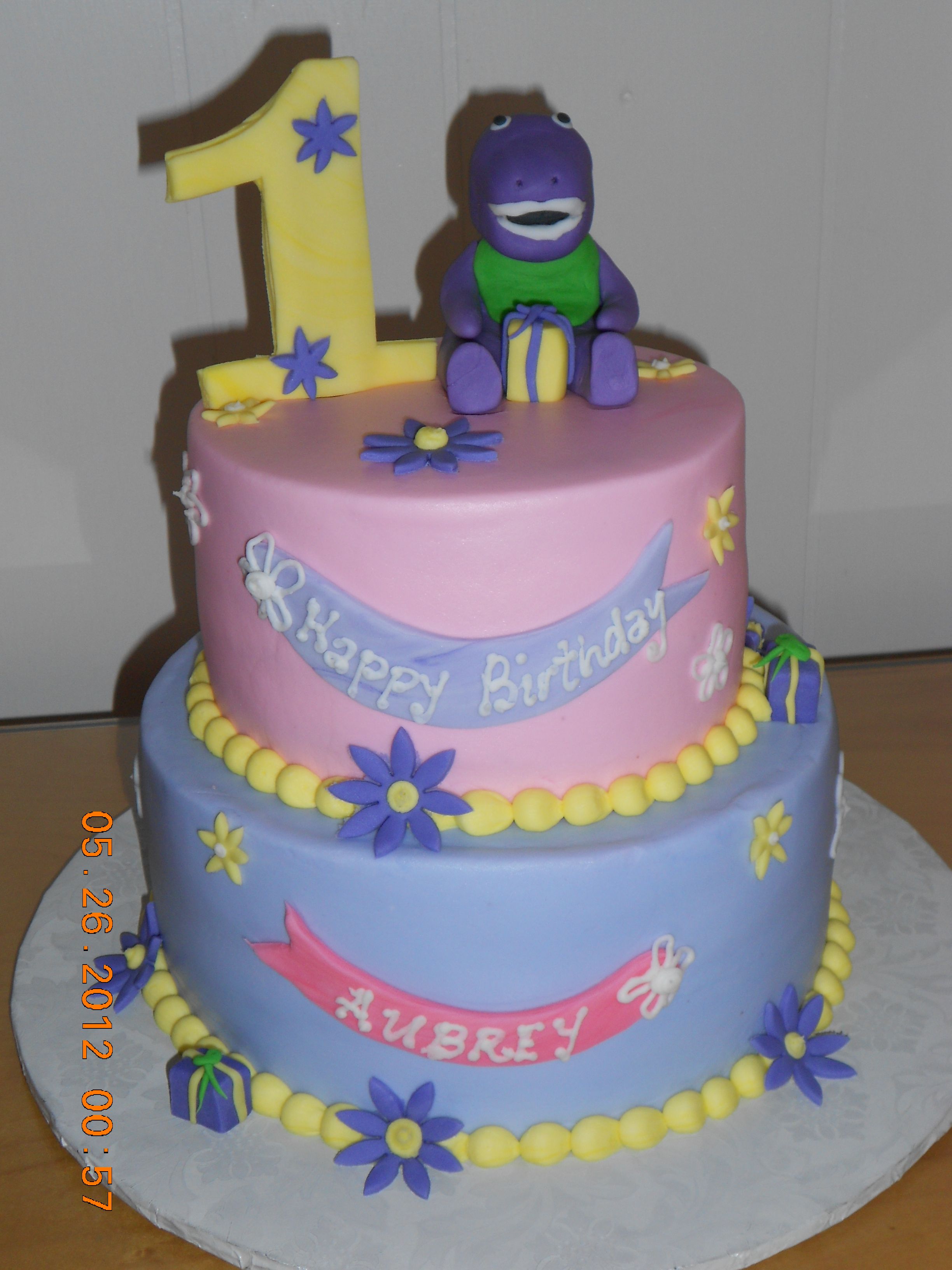 barney 1st birthday cake