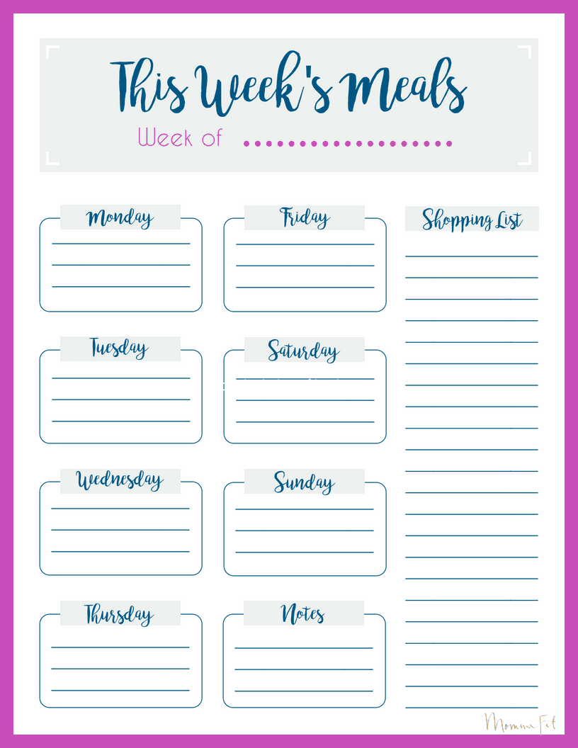 Weekly Meal Planner template Meatless monday recipes, Weekly meal