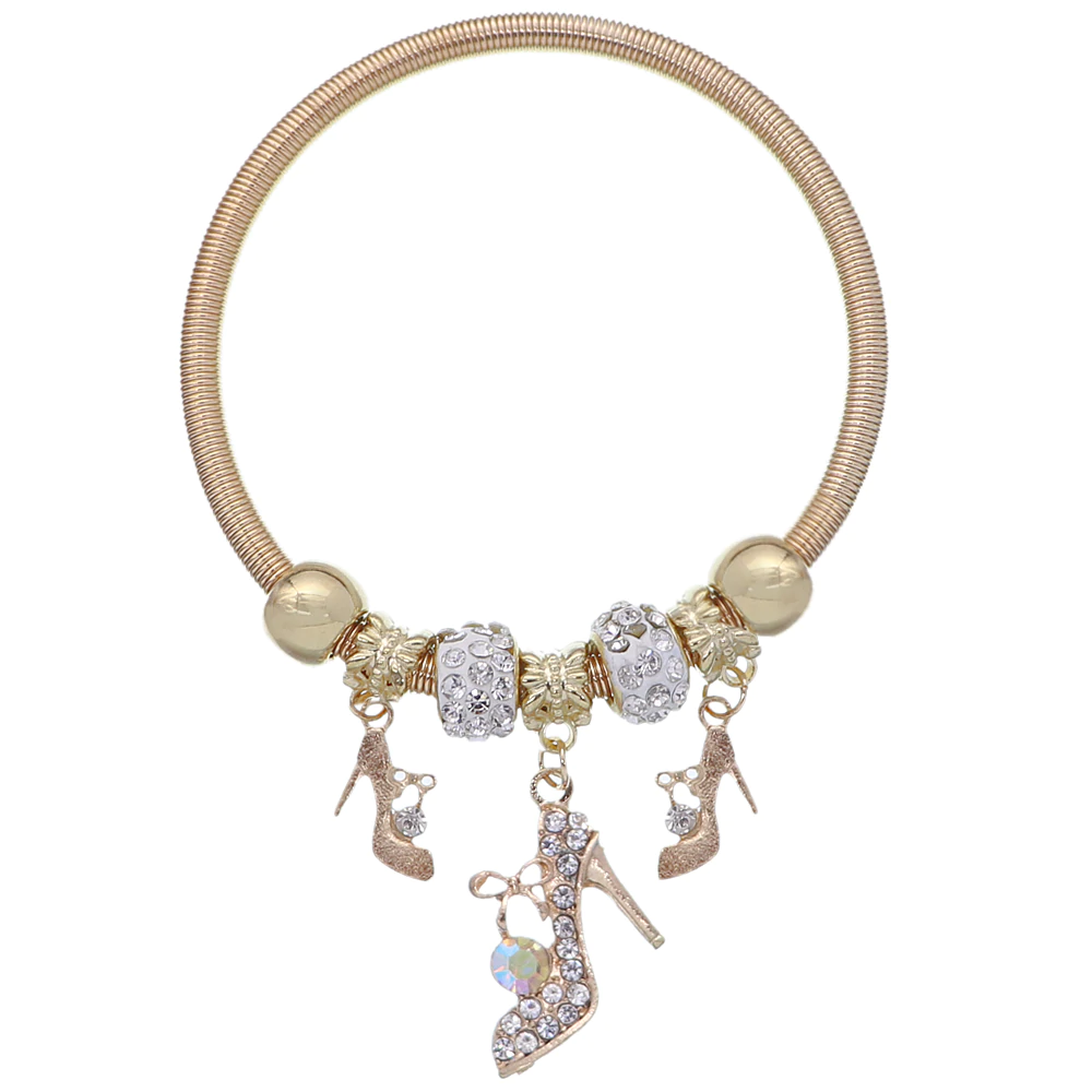 Fireball High Heel Shoe Charm Stretch Bracelet – Risque21 Green High Heels, Gold High Heels, Silver Bracelets, Gold Bracelet, Pandora Charm Bracelet, Charm Bracelets, Fireball, Encrusted, Stretch Bracelets