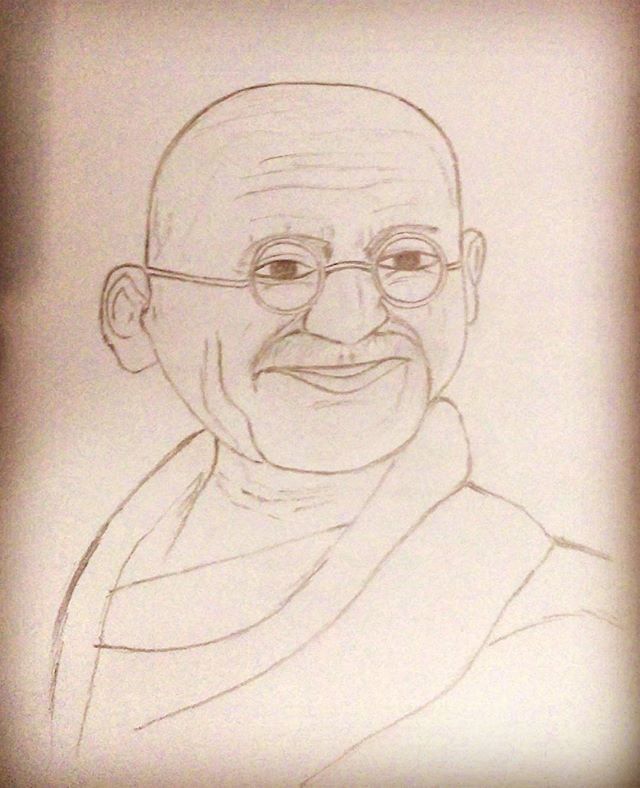 22 Top Gandhi sketch drawing for Kids