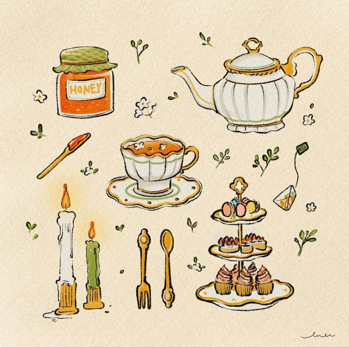 Tea And Desserts Illustration tea-and-desserts-illustration