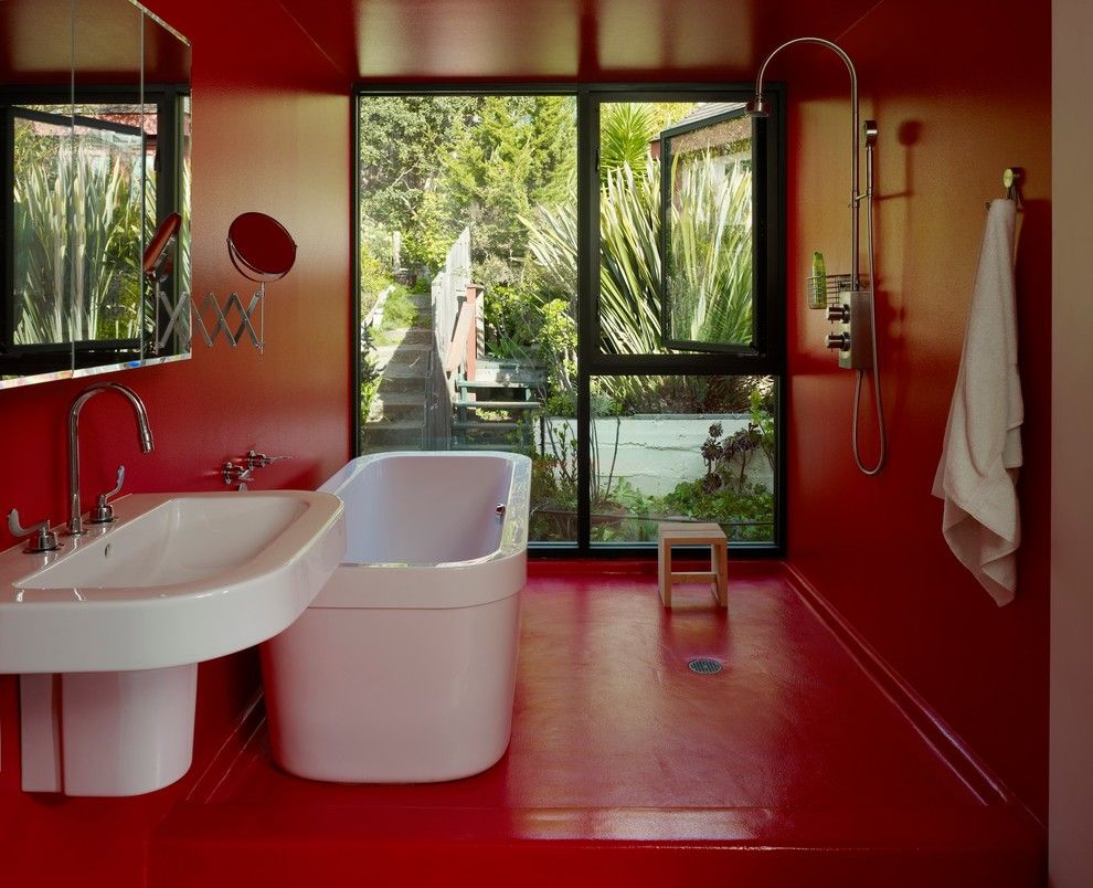 Waterproof Paint For Shower Modern Bathroom With Freestanding Tub In Waterproof Paint For Shower Modern Bathroom With Freestanding Tub In San
