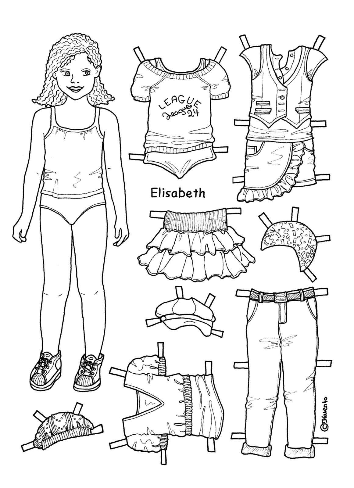 Karen s Paper Dolls Elisabeth 1 4 Paper Doll To Print And Colour 