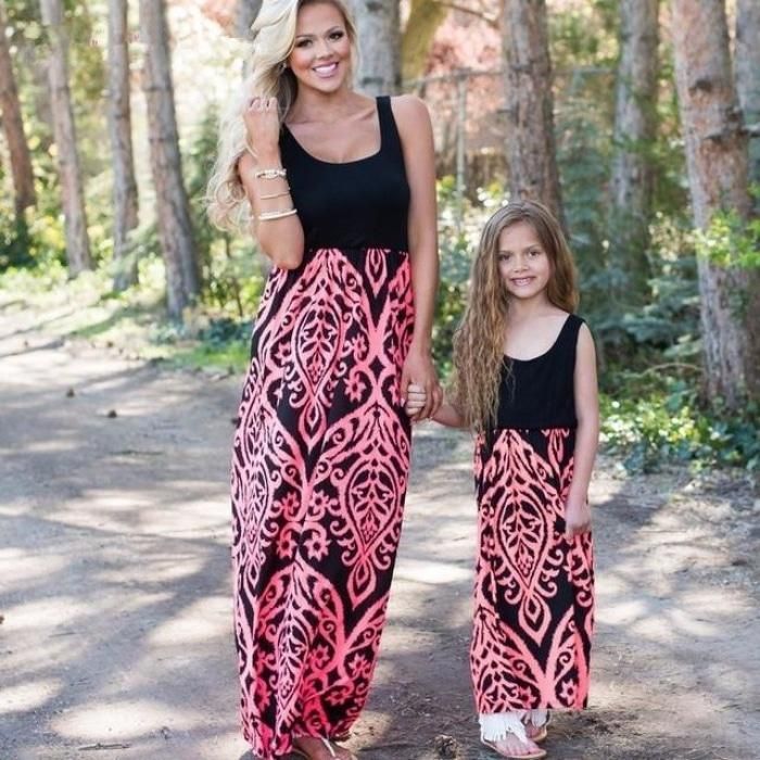 Sleeveless Patchwork Dress for Mother and Baby - Pink / 8-9 years