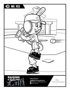 Mr Red coloring page Cincinnati reds Minor league baseball Red