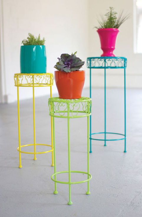 Brightly Colored Plant Stands A B I D E Decor Home Brightly Colored Plant Stands