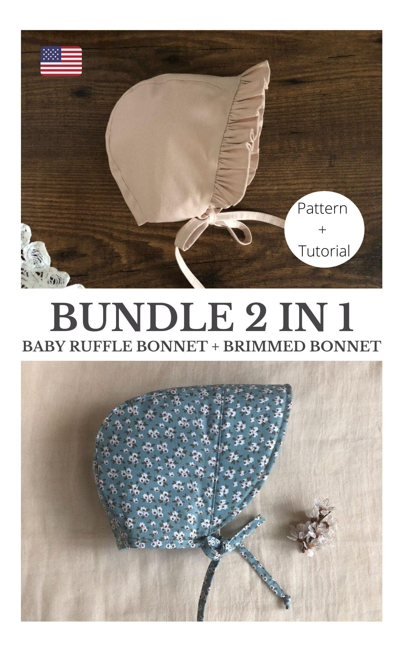 Download INSTANT DOWNLOAD Bundle 2 in 1 Ruffle Brimmed Baby Bonnets | Etsy in 2020 | Baby bonnet pattern ...