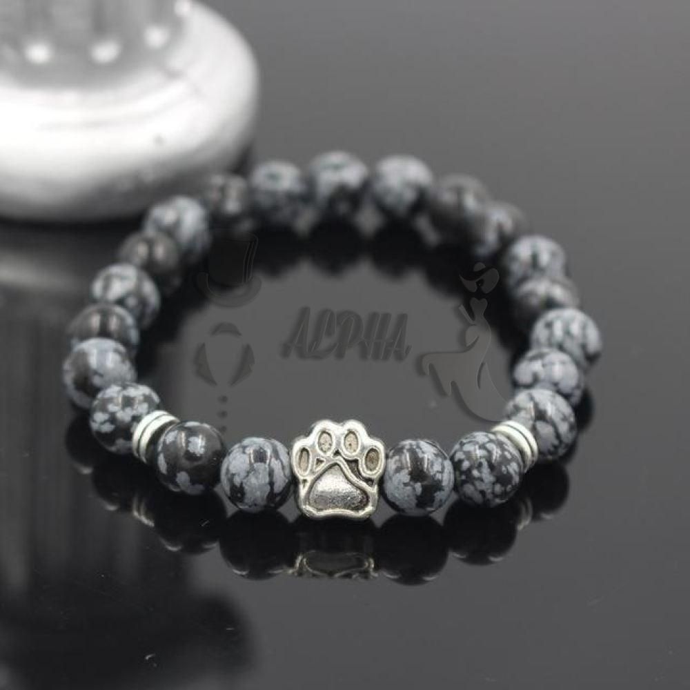 Womens Bracelet Natural Stone Mala Bead Yoga Bracelet Pitbull Dog Hand Paw 8mm Elastic Rope Bead Bracelet Fashion Men Women Jewelry