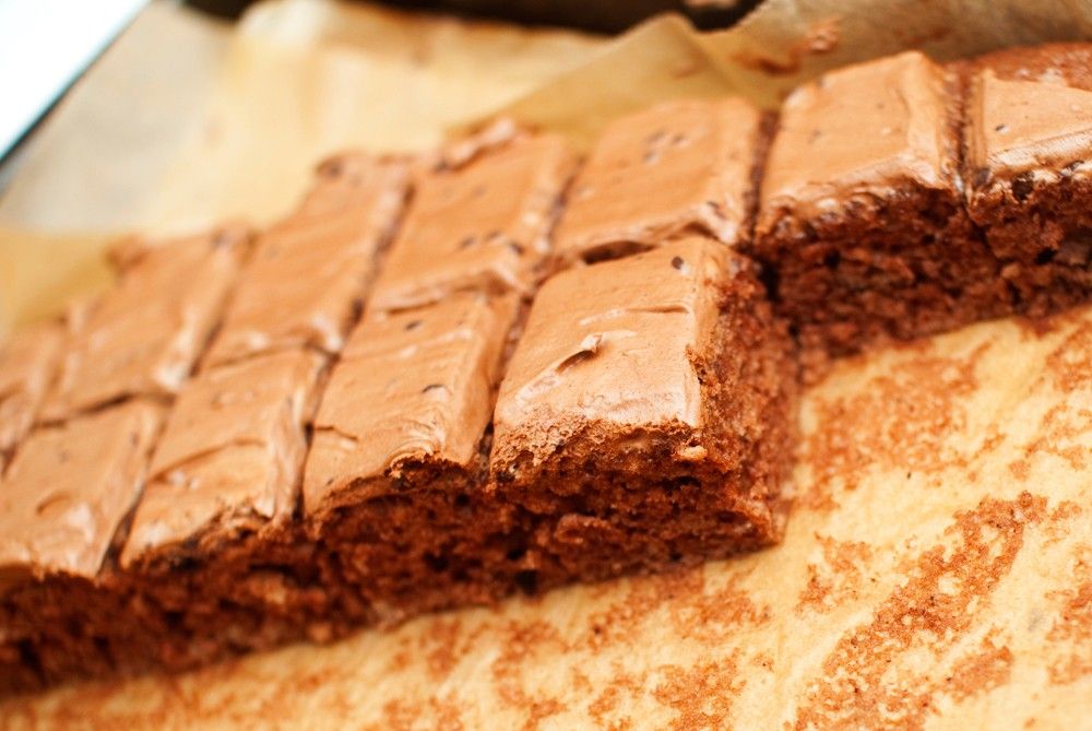 Langpannekake med sjokolade og kanel. Denne oppskriften er basert på en kake jeg falt pladask for på min venninne Jane sin blogg Veganmisjonen. Kaken smaker kjempegodt av kakao og kanel, og er et ypperlig alternativ om du skal bake kake til mange. Ingredienser til én kake: 6 desiliter soyamelk1 spiseskje eplesidereddik2 desiliter nøytral olje6 desiliter … No Bake Desserts, Agen, Vegetarian Recipes, Brownie, Food And Drink, Snacks, Baking, Sjokolade, Sweet Stuff