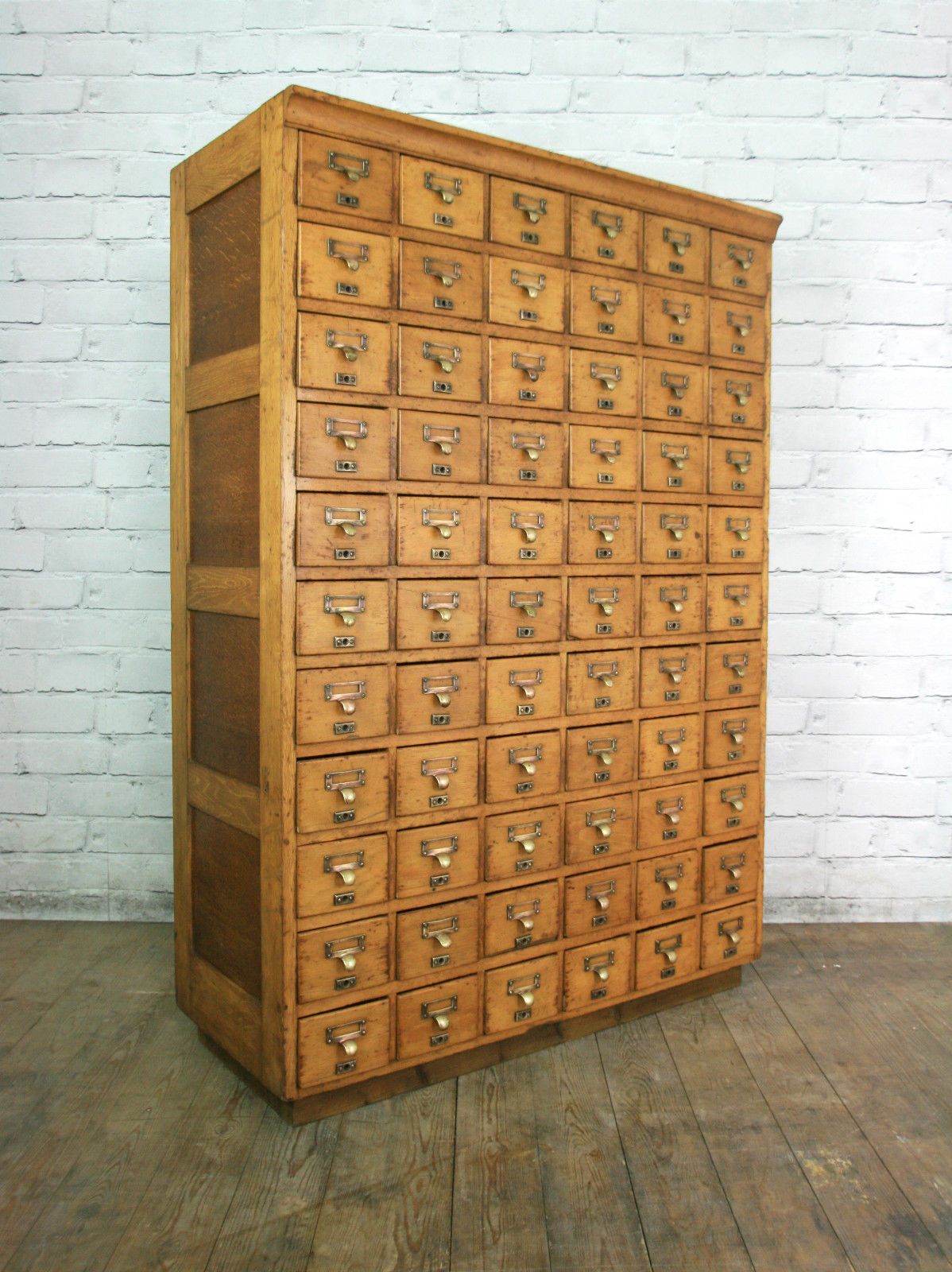 Vintage industrial oak library shop filing index