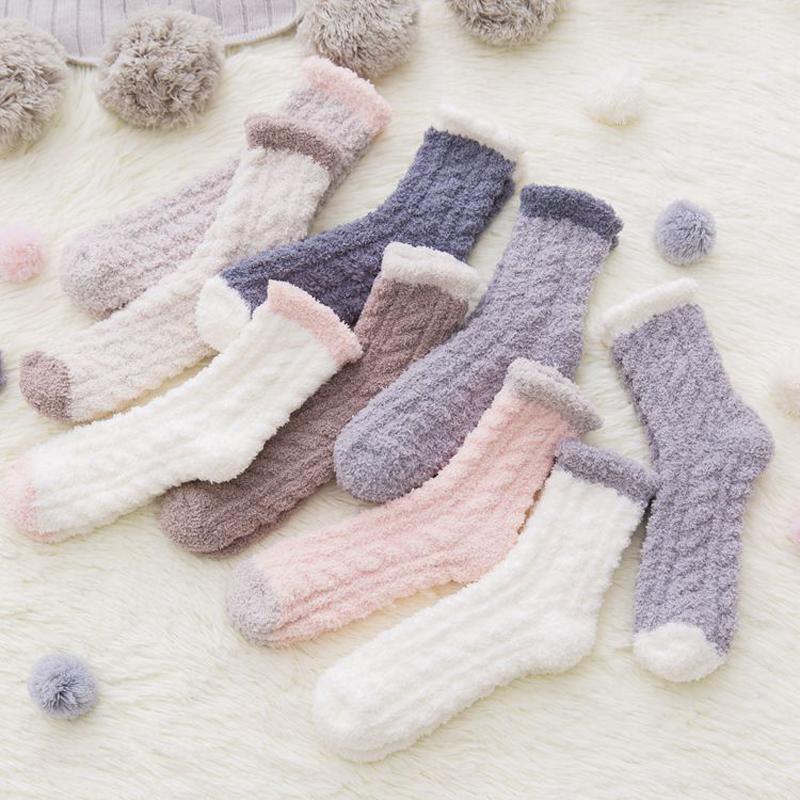Super Soft Fuzzy Kids Socks Stripes Warm Cuddly Winter Fit Children