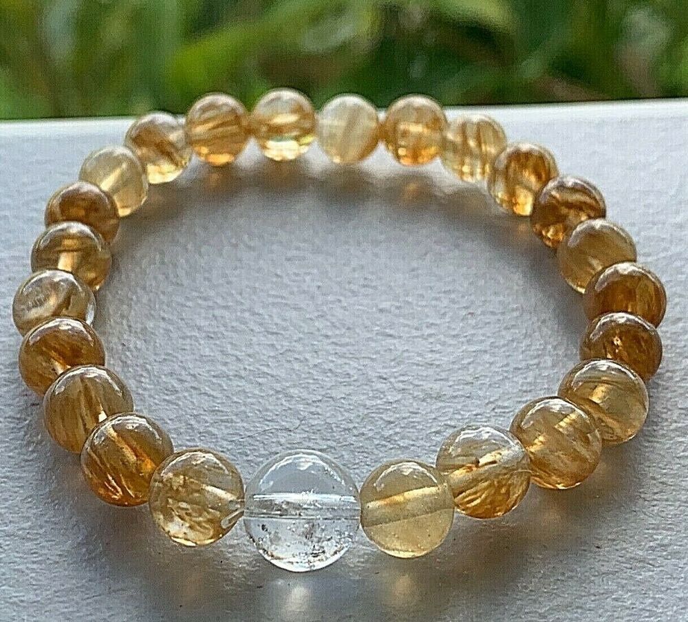 Stretch Beaded Bracelet Handmade Bracelet Citrine Beaded Bracelet Beaded Gemstone Bracelet Crystal Bracelet Simple Beaded Bracelet