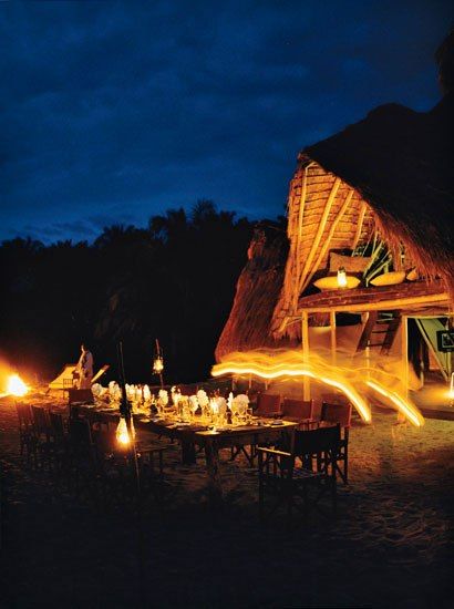 Room and board at Tanzania's Greystone Mahale includes fireside dinners at dusk. #Africa #safari #luxury African Safari Tour, Luxury African Safari, Vacation Places, Vacation Destinations, Dream Vacations, Tents Camping Glamping, Luxury Camping, Tanzania Safari, Africa Safari