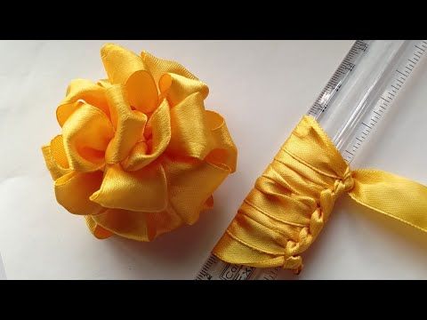 Super Easy Ribbon Flower making with Scale | Easy Sewing Hack | Hand Embroidery Flower - YouTube Ribbon Flowers Diy, Ribbon Crafts Diy, Making Fabric Flowers, Ribbon Flower Tutorial, Bows Diy Ribbon, Handmade Flowers Fabric, Paper Flowers Craft, Flower Diy Crafts, Diy Hair Bows