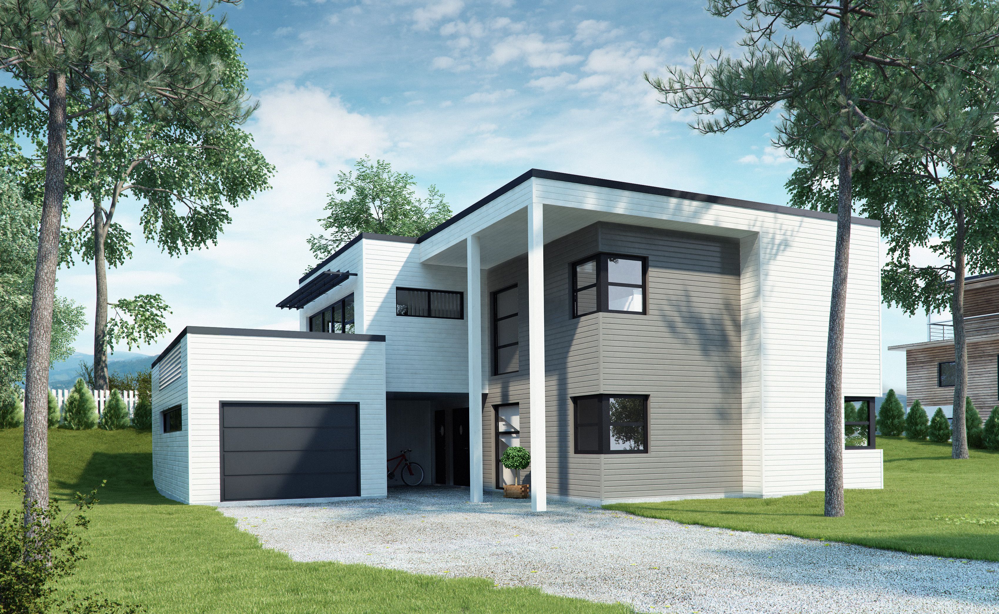 Kataloghus u 420 moderne funkisbolig på to plan med garasje ... Skrivebord plankebord